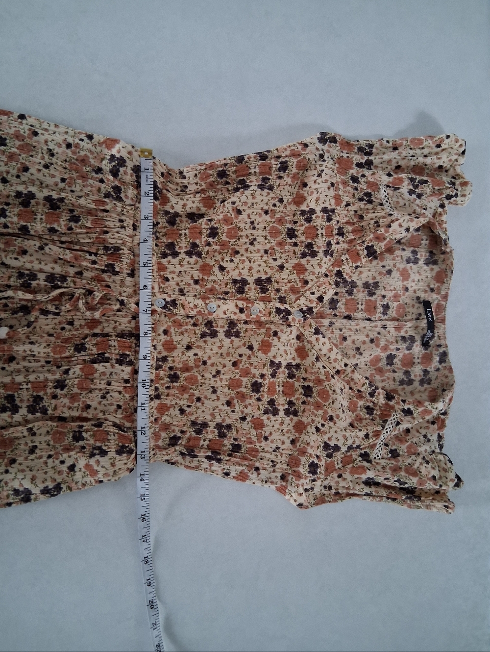 Dex/ Micro Floral Maxi Dress/ Elastic Waist/ Button Front Bodice/ Size US S - Picture 13 of 14